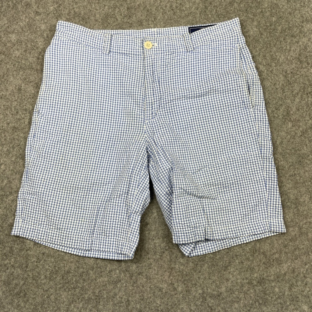 Vineyard Vines Seersucker Shorts 32 Blue Gingham Plaid 9" Golfโ Preppy Coastal